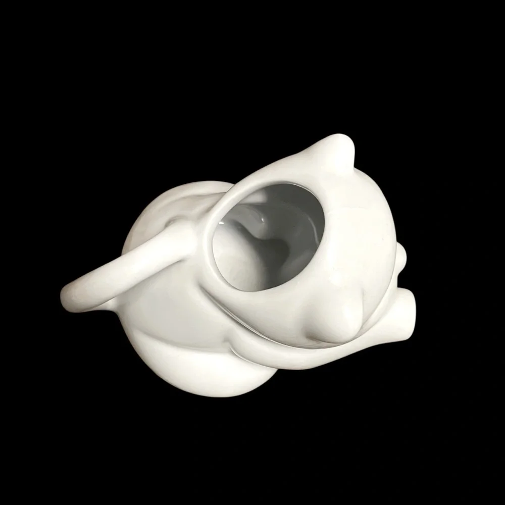 White Porcelain Cat Set - 8” Figurine & 3 1/2” Sur La Table Creamer